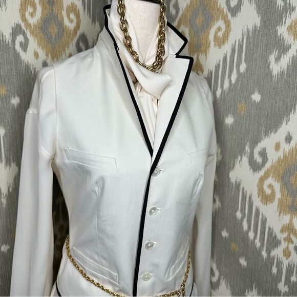 Ralph Lauren Cream with Black Trim Brushed Moleskin Cotton Waist Coat Gilet Vest - Picture 9 of 16